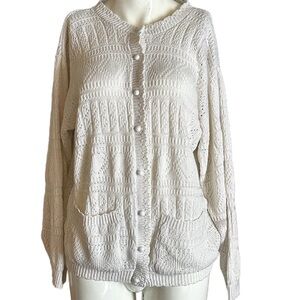 Vintage White Open Knit Cardigan